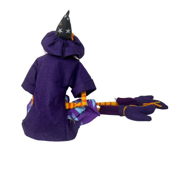 Halloween Witch Shelf Sitter Doll Purple Coat Boots & Socks Trick-or-Treat Bag - Picture 5 of 7